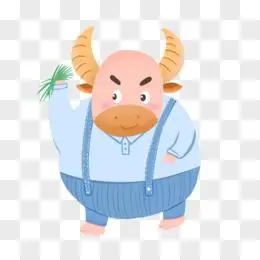 一组卡通可爱拟人风十二生肖动物之牛素材