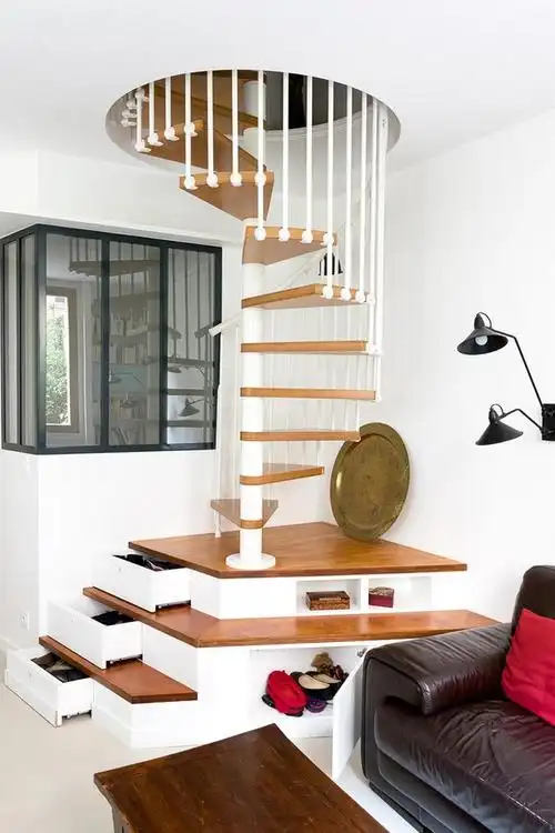 小户型复式楼梯利用方案设计:如果你家复式面积小(12)