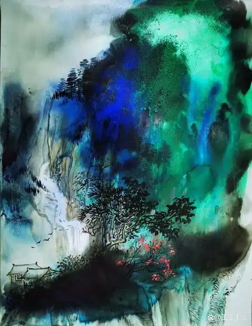 王庆之泼墨泼彩山水画作品欣赏