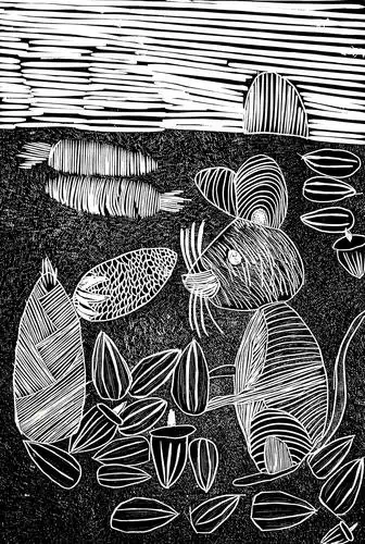 则通艺校2020年寒假部分学员贺鼠年为主题的黑白木刻版画作品选