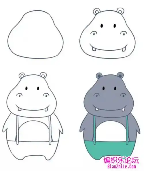 卡通动物简笔画步骤图