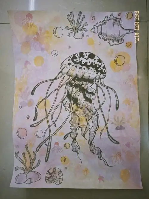 线描画分享海底世界之水母篇