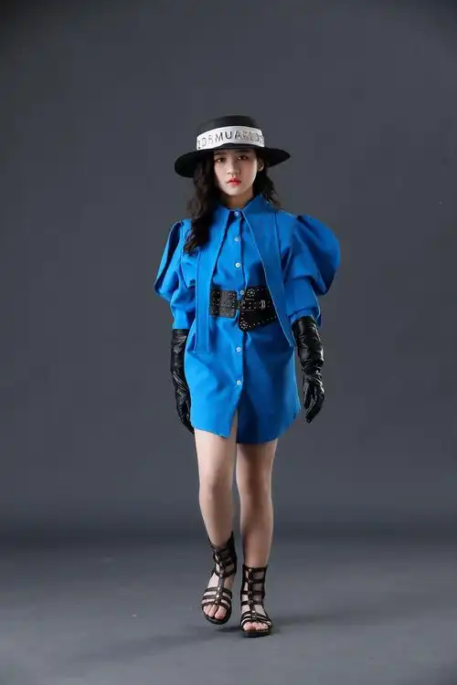 女童机车走秀潮服摇滚风时尚个性模特比赛潮服儿童车模走秀机车服