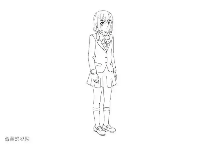 怎么画漫画人物穿校服女孩