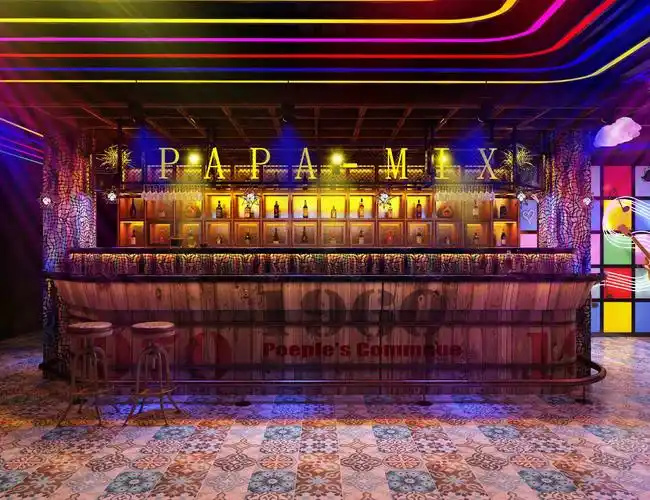 新人作品酒吧吧台背景墙