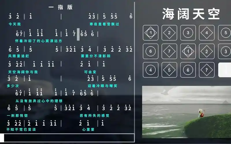 【光遇琴谱 海阔天空 一指】原谅我一生放荡不羁爱自由