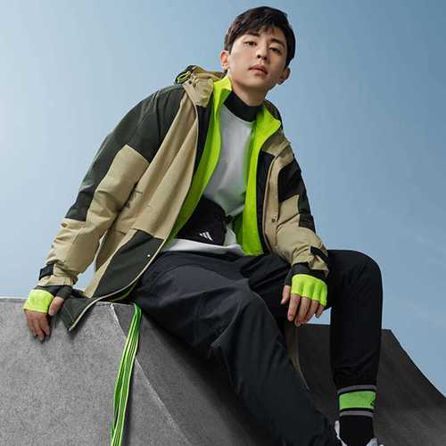 阿迪达斯外套男装秋季邓伦同款拼接工装运动服连帽梭织夹克gf4016