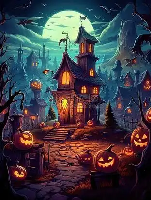 万圣节小镇的卡通插图15