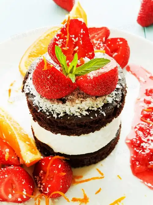 大图,素材,摄影,近景,特写,微距,食物,美食,食品,蛋糕,巧克力,草莓