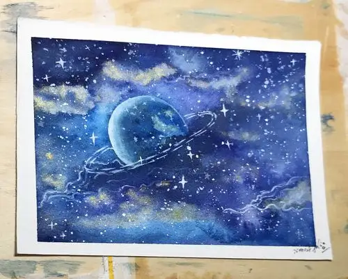 零基础水彩星空原创