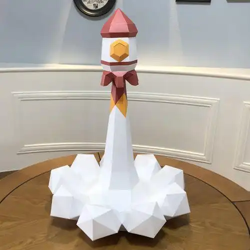 纸义堂火箭发射装饰创意简约桌面摆件趣味3d几何立体手工折纸diy