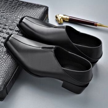 柯盾(kedun)皮鞋男真皮男士商务休闲正装高跟鞋尖头增高英伦青年新郎