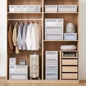 伸和式箱衣柜储物儿童衣物整理箱塑料彩色玩具盒日本抽屉收纳