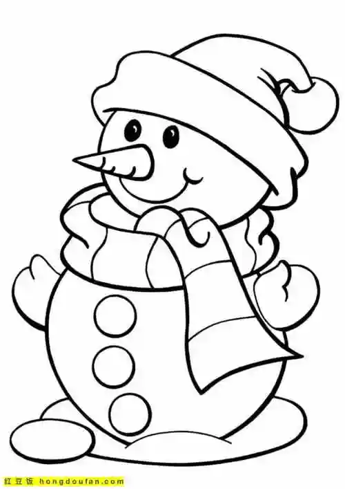 8张手拿苕帚头戴水桶的大雪人卡通涂色简笔画雪人要如何画