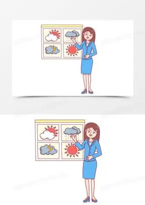 手绘天气预报播报员预报天气场景素材