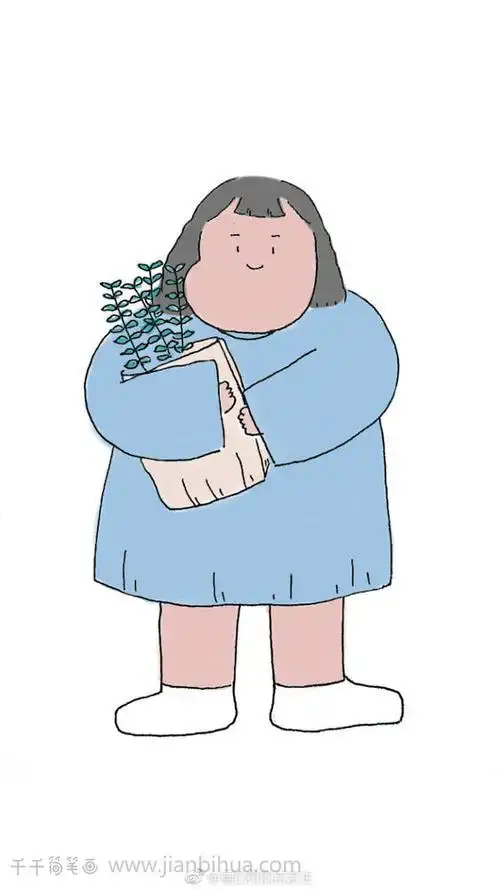 简笔画胖女孩头