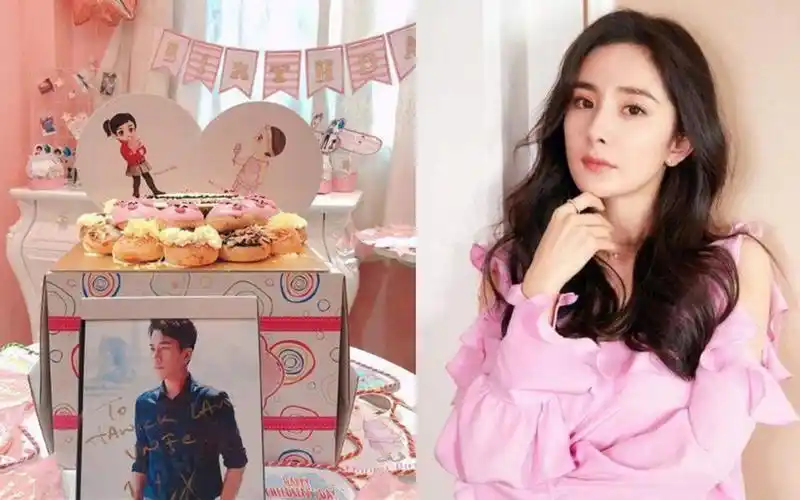 杨幂女儿7岁生日派对现场照曝光 粉色调加父女卡通立牌好梦幻