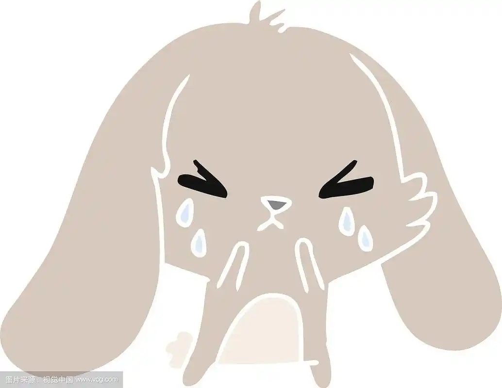 卡通可爱可爱的悲伤兔子