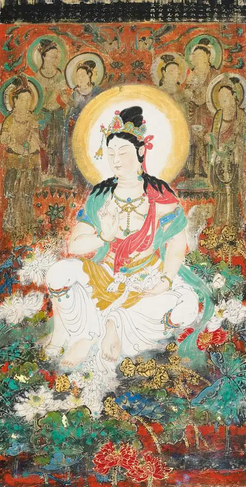 敦煌重彩观音菩萨像一当代全能型艺术家邓敬民的佛教艺术