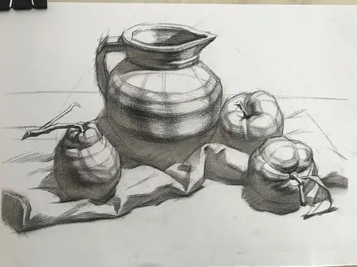 第一六八集 李汉清老师实用素描基础:静物组合结构4,范画,照片,及解析