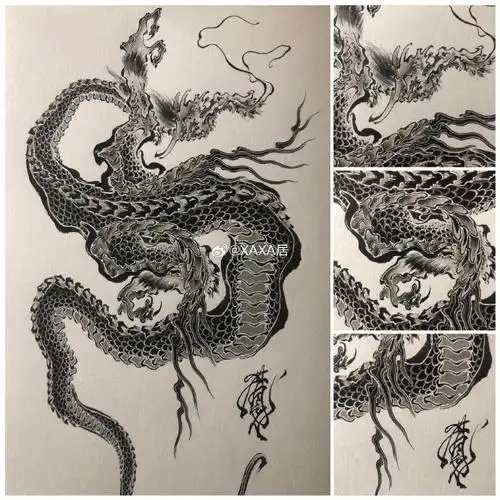 纹身##纹身也清新##插画##传统纹身##龙##刺青超话