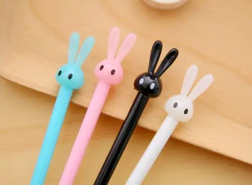 e可爱萌兔中性笔黑色简约卡通小兔子笔学生韩版签字笔文具类水笔君诚