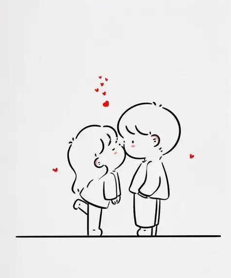 可爱简笔画情侣插画情侣头像生活日常表现520情侣爱情寓意简笔画手绘