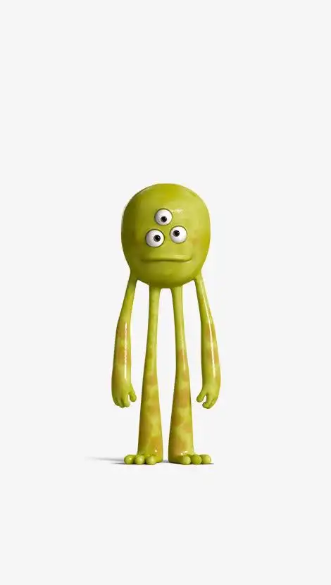 绿色卡通三只眼怪物