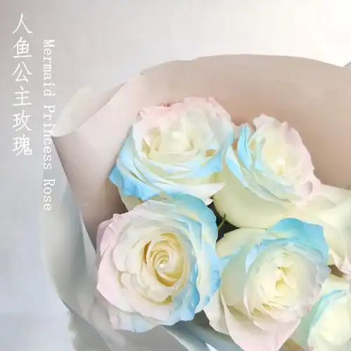特价上海鲜花批发_人鱼公主粉蓝玫瑰抖音ins碎冰蓝鲜花送女全上海直发