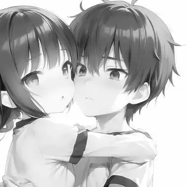 动漫二次元情侣头像黑白