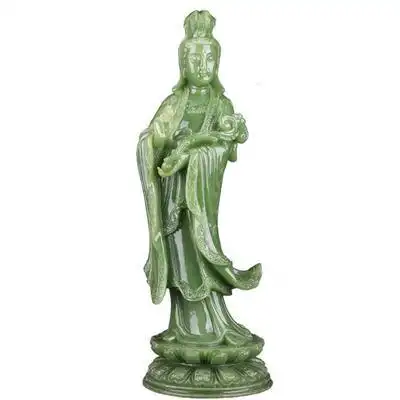 菩萨佛像世音翠玉观音招财镇宅保平安居家供奉摆件