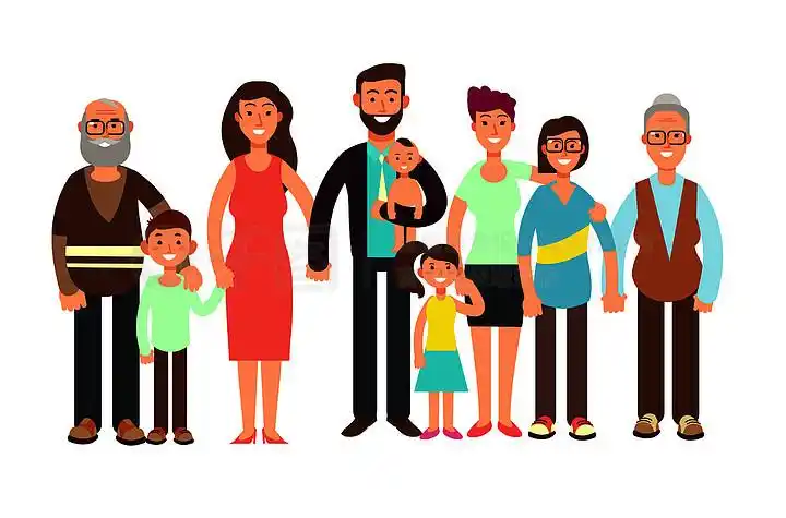 团圆夜一家五口团年饭喜庆插画png素材500一个五口之家在纯色背景上0