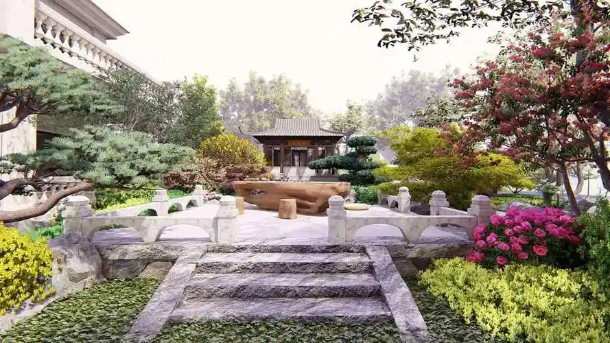 庭院花园中式效果图