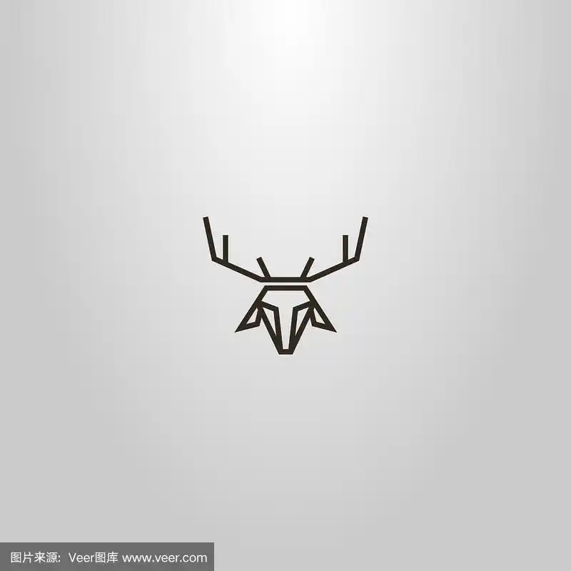 简单的轮廓矢量线艺术标志的鹿或鹿头