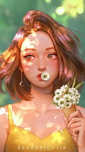 手绘唯美女生插画