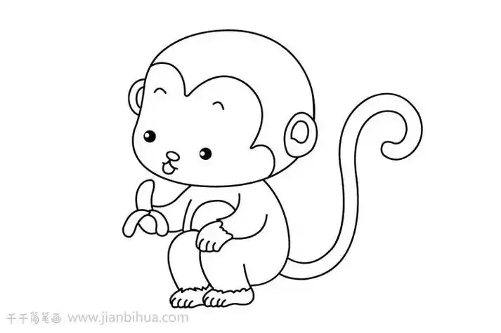 吃香蕉的小猴子简笔画图片猴子简笔画一只可爱的小猴子的简笔画朵拉