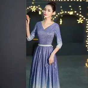 演出服女长裙成人合唱队服装 2021年新款 优雅长款 高贵礼服 - 女装