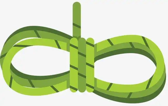 攀岩装备绿色绳索矢量卡通风格