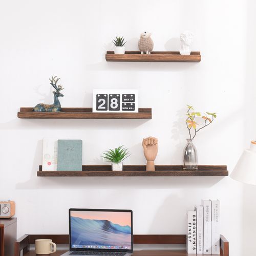 一字板置物架免打孔实木挂墙书架隔板卧室墙壁书架客厅电视墙装饰