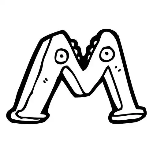 卡通字母 m,矢量, 卡通白色背景上的字母 m