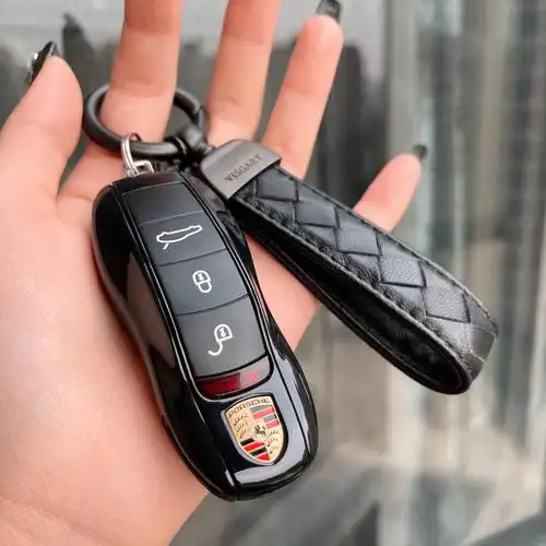 保时捷钥匙壳帕纳梅拉卡宴718钥匙扣macan911taycan钥匙套 水泥灰钥匙