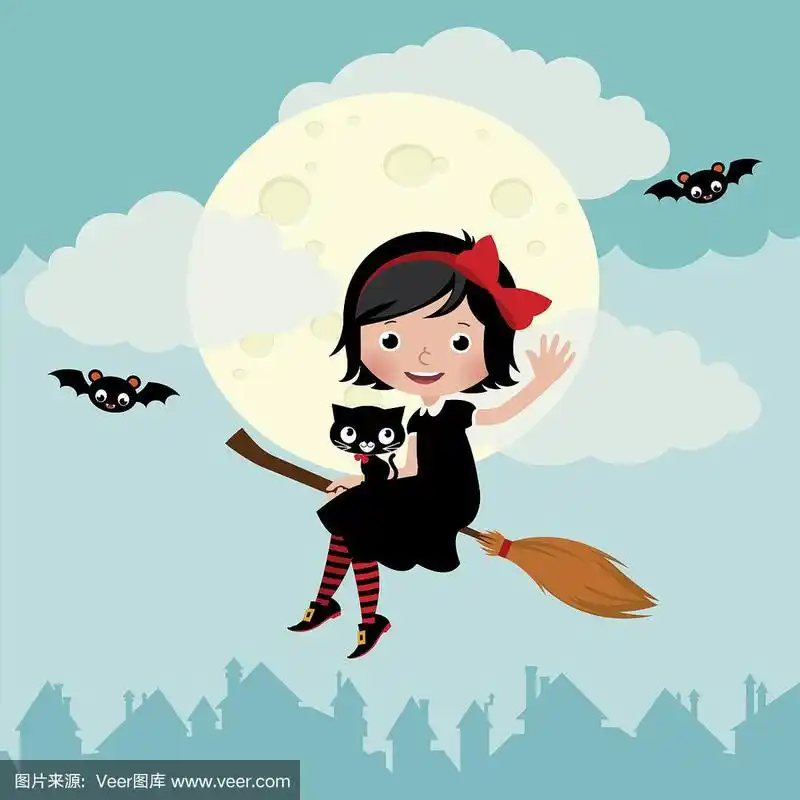 骑着扫帚飞的小女巫