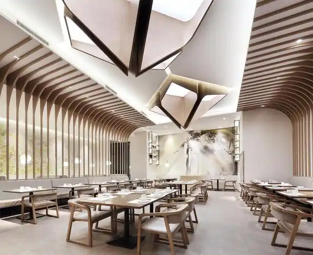 简中式餐馆大厅吊顶装修设计图_装信通网效果图