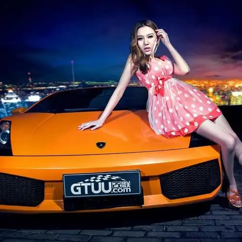 兰博基尼lp550性感黑丝车模