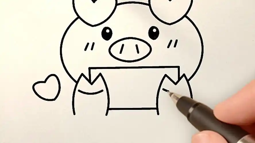 用字母m画一只告白小猪