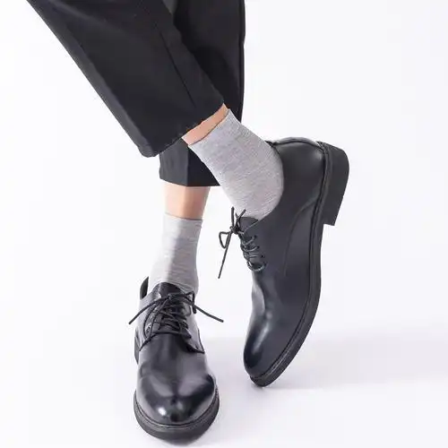 西装皮鞋袜子男绅士春夏丝薄黑色灰色商务中筒袜正装西裤纯棉短袜