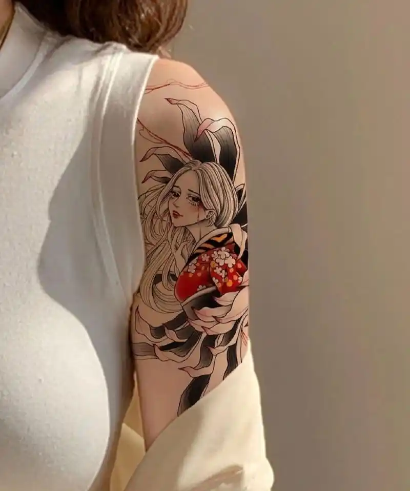 女生纹身 艺妓纹身      合肥纹身 女生纹身艺妓纹身手稿