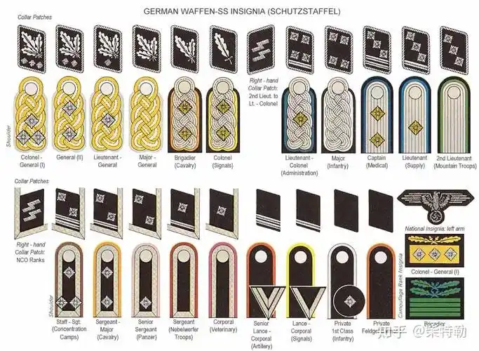 ③:纳粹党卫队级衔图案与肩章样式