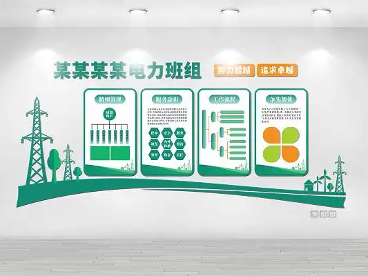 绿色电力企业班组文化宣传文化墙电力班组建设文化墙