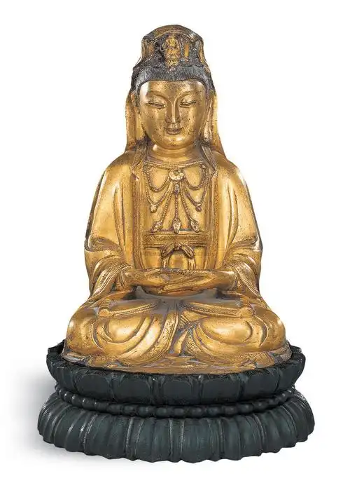 1822 清初 铜鎏金观音菩萨像